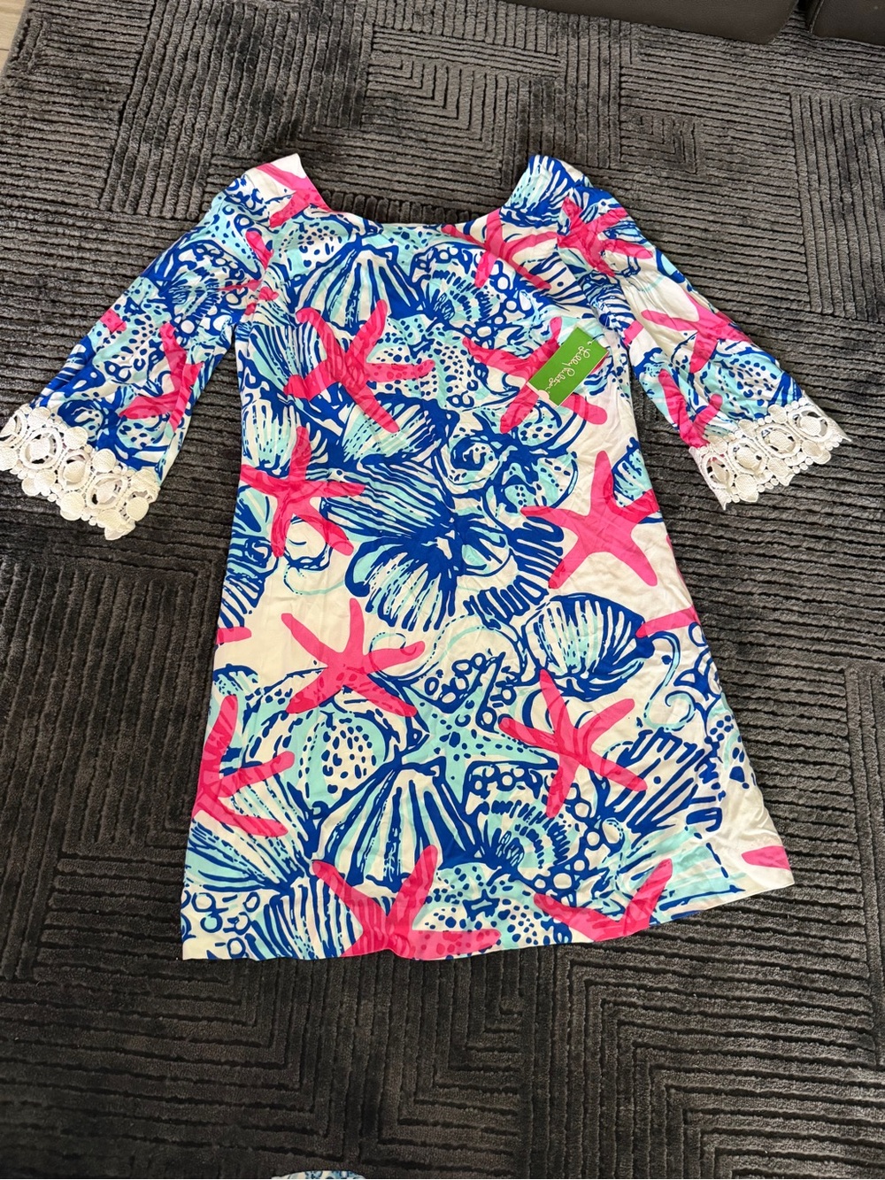 Lilly Pulitzer Shell & Starfish Midi Dress - Blue & Pink